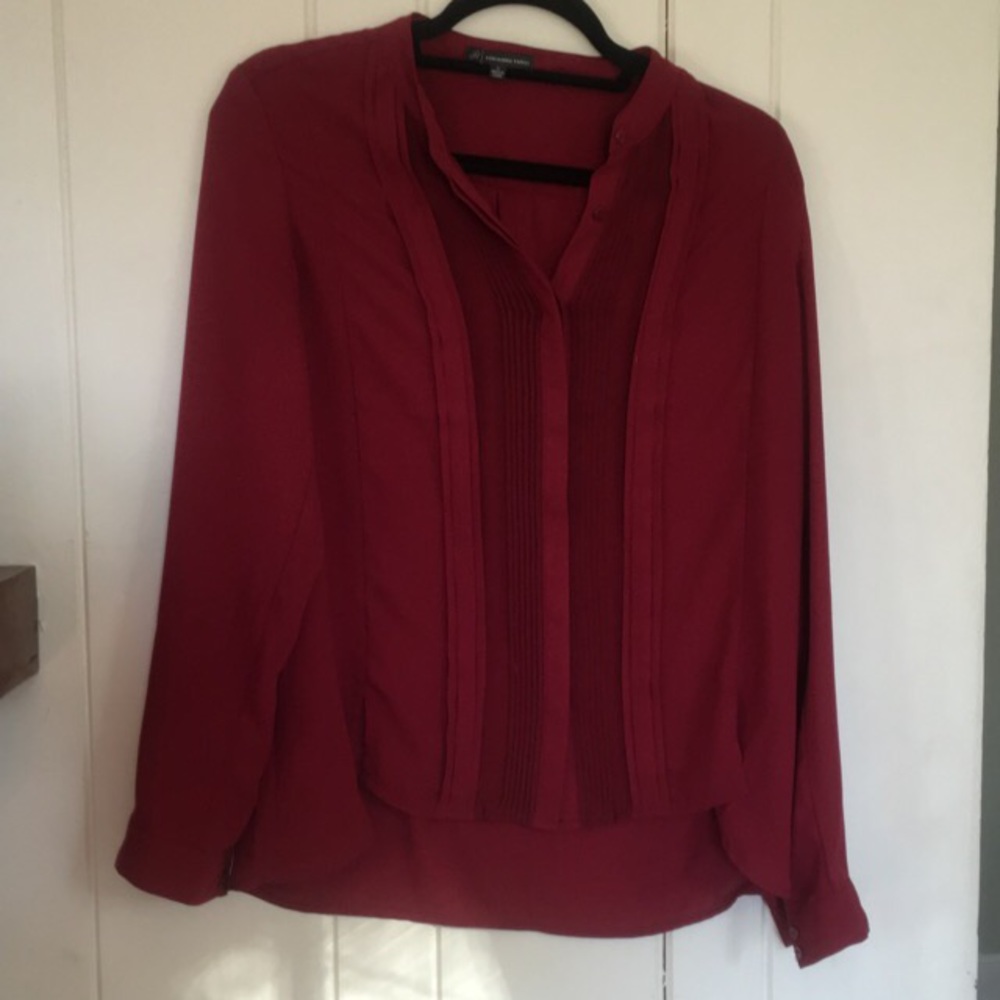 Adrianna Papell button down striking red blouse